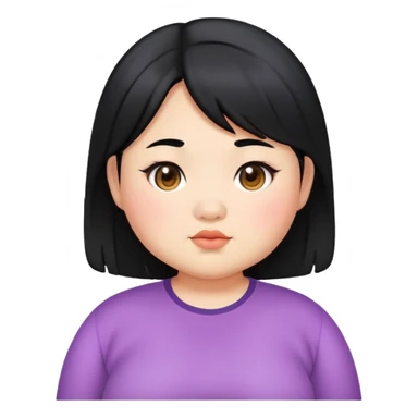 a girl that is asian, chubby, has black hair, and cool tone skin sticker