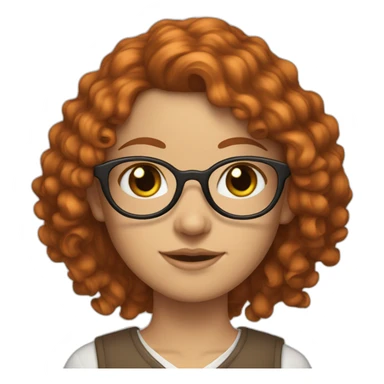 White-girl-with-curly-long-hair-red-head-eyes-brown-wearing-glasses-blouse-white sticker
