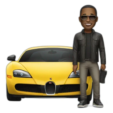 A man with a buggati car sticker
