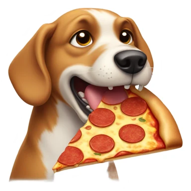 Dog with pizza sticker