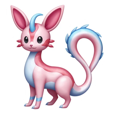 Shiny Pastel Translucent Sparkly Skitty-Milotic-Sylveon-Lumineon-Dragonair-Fakémon-hybrid-creature (full body)  sticker