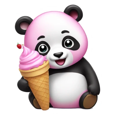 Pink Panda eating ice cream sticker