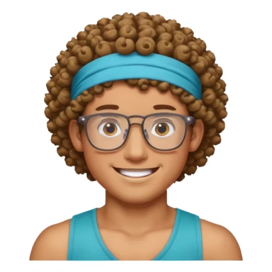 curly guy with headband and glassess athlete sticker