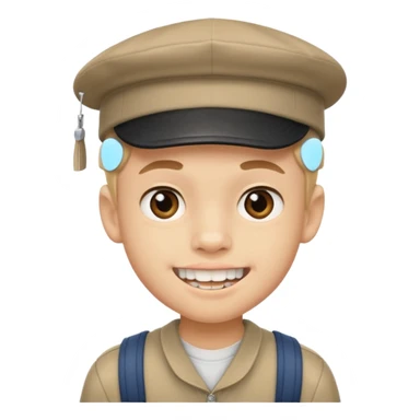 schoolboy with big front teeth and a backwards cap sticker