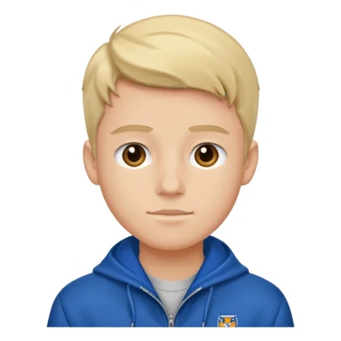 college boy with college blue jacket sticker