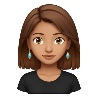 a pretty fair indian bratz girl with brown hair. with a black tshirt sticker