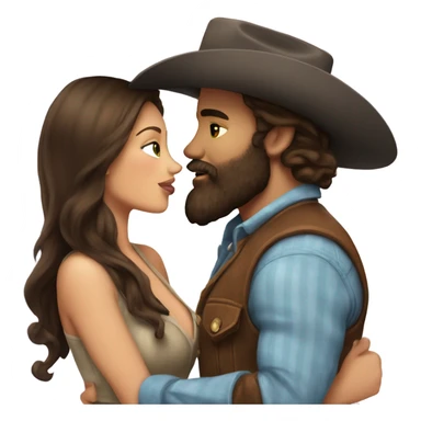 Tall bearded cowboy kissing curvy beautiful brunette  sticker