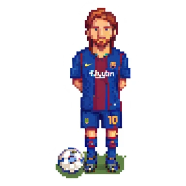 pixel art Lionel Messi with a soccer ball at his feet sticker