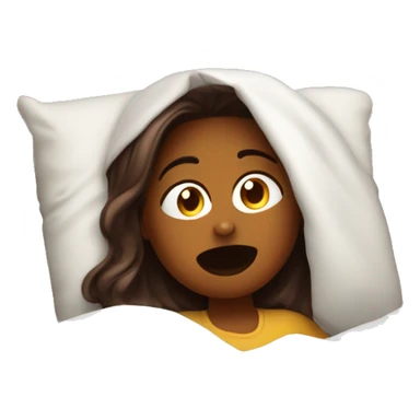 Chica de cabello color chocolate durmiendo en una cama muy cómoda  sticker