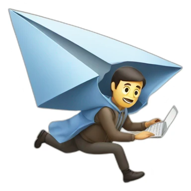 man sending email as a flying email sticker