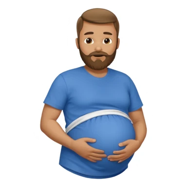 Bearded man rubbing pregnant belly poking out of shirt sticker