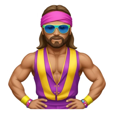 Create a Macho Man emoji for a teams chat but make it more original style to the game - make it as realistic as possible sticker