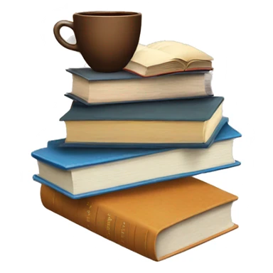 stack of books with coffee sticker