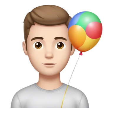 Liam holding a balloon sticker