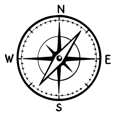 compass navigation tool with directional needle sticker