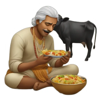 Indian man eating cow sticker