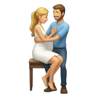 Man on knee patting woman’s head sticker