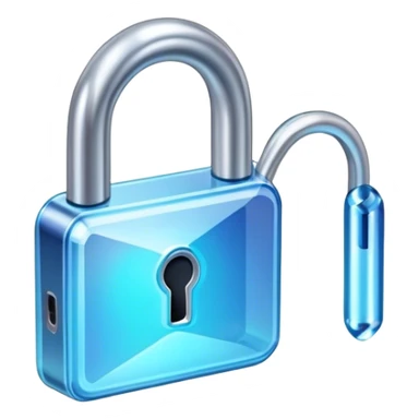 holographic and glassmorphic blue lock sticker