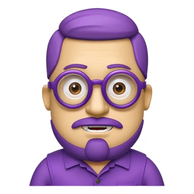 un minions di colore viola con il pizzetto e gli occhiali da vista sticker