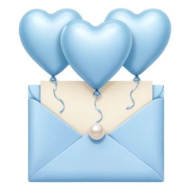 navy love letter in pastel blue and perl heart-shaped balloons sticker