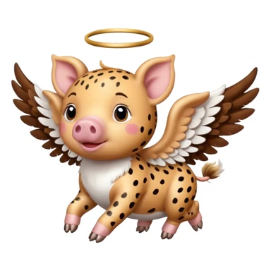 Cheetah print flying pig with angel wings. All skin is cheetah printed sticker