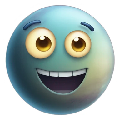 planet Moon with a cartoon freezing face with big beautiful eyes sticker