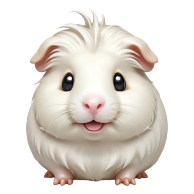 Cinematic Comical White Guinea Pig Portrait Emoji, Head tilted dramatically with an exaggeratedly amused expression, featuring a glossy, pristine white coat with an adorably scrunched face, wide, expressive dark eyes filled with playful disbelief, Simplified yet hilariously expressive features, highly detailed, glowing with a slightly sassy glow, high shine, dramatic yet playful, stylized with an air of cheeky mischief, bright and endearing, soft glowing outline, capturing the essence of a spirited and over-the-top guinea pig, so meme-worthy it feels like it could side-eye its way into internet fame instantly! sticker