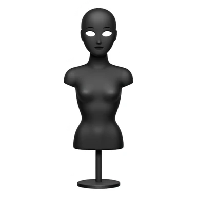 Minimalistic flat vector icon, iOS style, thin black contour on white background. Matte black mannequin in front of in 3D monochrome style. sticker