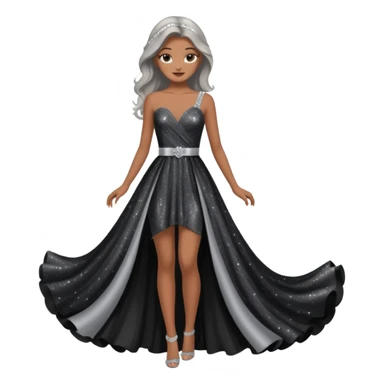 black glittery prom dress with silver sash  sticker