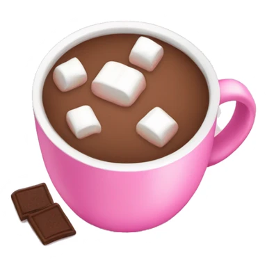 hot cocoa with marshmallows in a pink cup  sticker