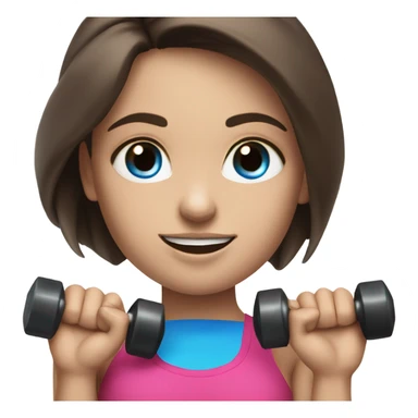 Realistic brunette girl with bright blue eyes lifting hand weights sticker