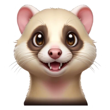 Cinematic Comical Ferret Portrait Emoji, Head tilted dramatically with an exaggeratedly shocked expression, featuring a slender, wiggly body and a distinct ferret head with a pointed snout and small ears, with wide, hilariously expressive eyes full of humorous disbelief, Simplified yet hilariously expressive features, highly detailed, glowing with a slightly sassy natural glow, high shine, dramatic yet playful, stylized with an air of quirky charm, soft glowing outline, capturing the essence of a meme-worthy ferret that looks ready to scamper into viral fame! sticker