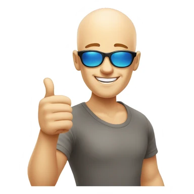 happy bald boy blue-eyed giving thumbs-up whit sun glasses  sticker