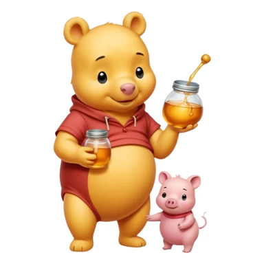 winnie the pooh whole body with honey and Piglet sticker