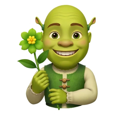 shrek with a flower sticker