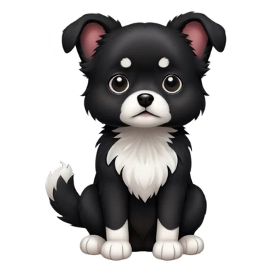 scared single small all black dog with white paws  sticker