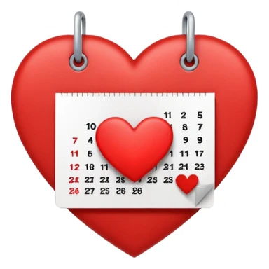 calendar page with a heart symbol sticker