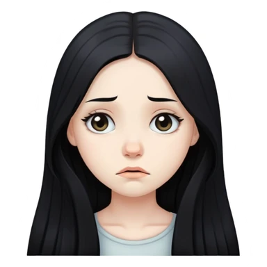 Pale girl with long black hair sad emoji  sticker