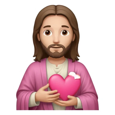Jesus with a pink bible and a heart sticker