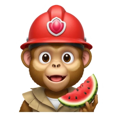 monkey eating fried chicken with a watermelon helmet  sticker