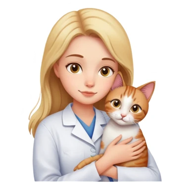 cat cuddles veterinarian girl sticker