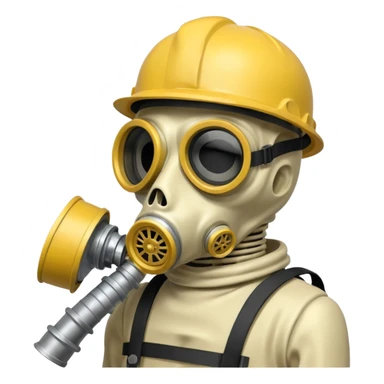 Skeleton wearing a gas mask sticker