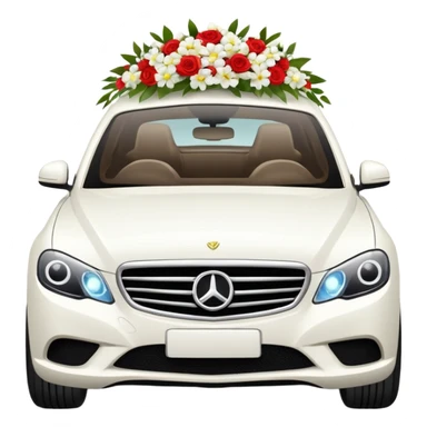 luxury car with wedding decorations, horizontal sticker