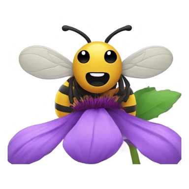 A bee sits on a purple flower sticker