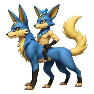 Lucario-Anubis-Umbreon-Zeraora-Jolteon-Fakémon-hybrid-creature (full body)  sticker