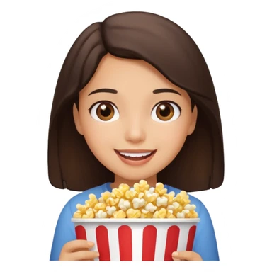 Hispanic girl eating popcorn watching sticker