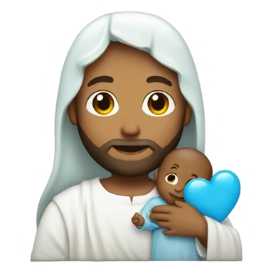 Jesus holding a baby blue heart  sticker