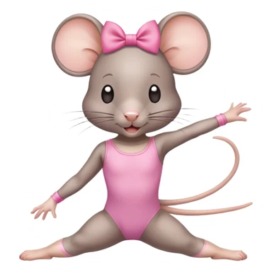 rat with a pink bow wearing a gymnastics leotard sticker