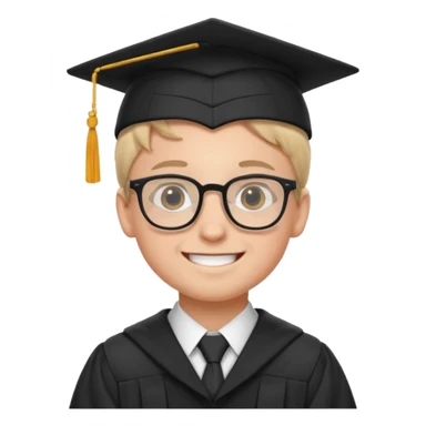 boy with glasses in graduation suit sticker