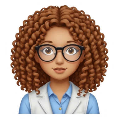 make a really curly hair, teen girl with glasses and little acne that looks like freckles longer like more than shoulder lengthcurly hair, and pretty withe makeup on giving clean girl vibes, and make her have tan skin more blush and really pretty, and the har is really really long

 sticker